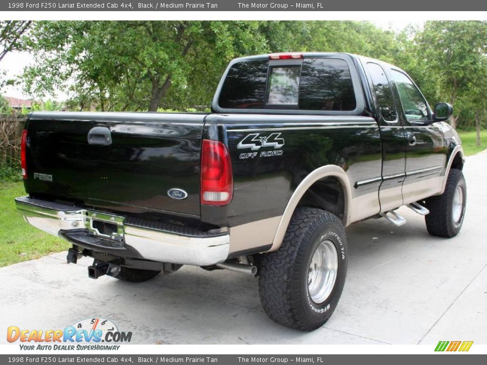 1998 Ford F250 Lariat Extended Cab 4x4 Black / Medium Prairie Tan Photo #7