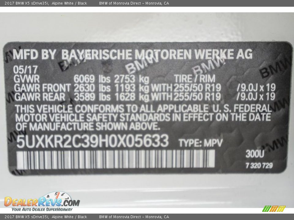 2017 BMW X5 sDrive35i Alpine White / Black Photo #11