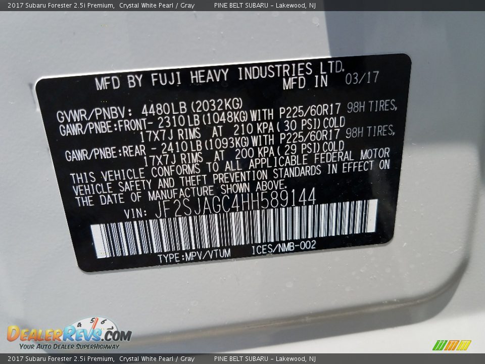 2017 Subaru Forester 2.5i Premium Crystal White Pearl / Gray Photo #9