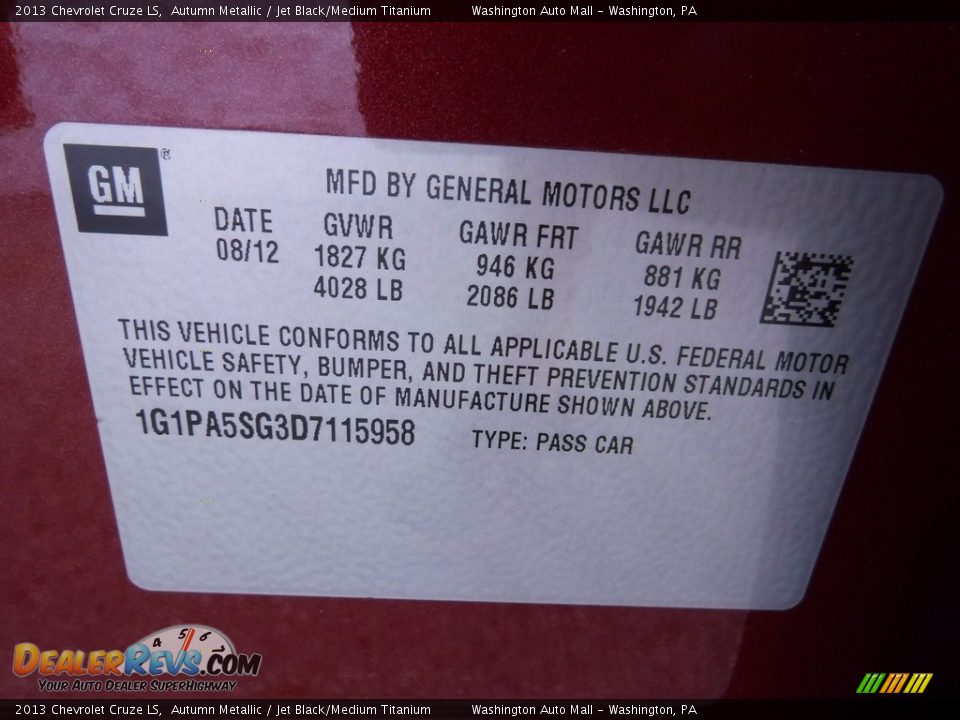 2013 Chevrolet Cruze LS Autumn Metallic / Jet Black/Medium Titanium Photo #24