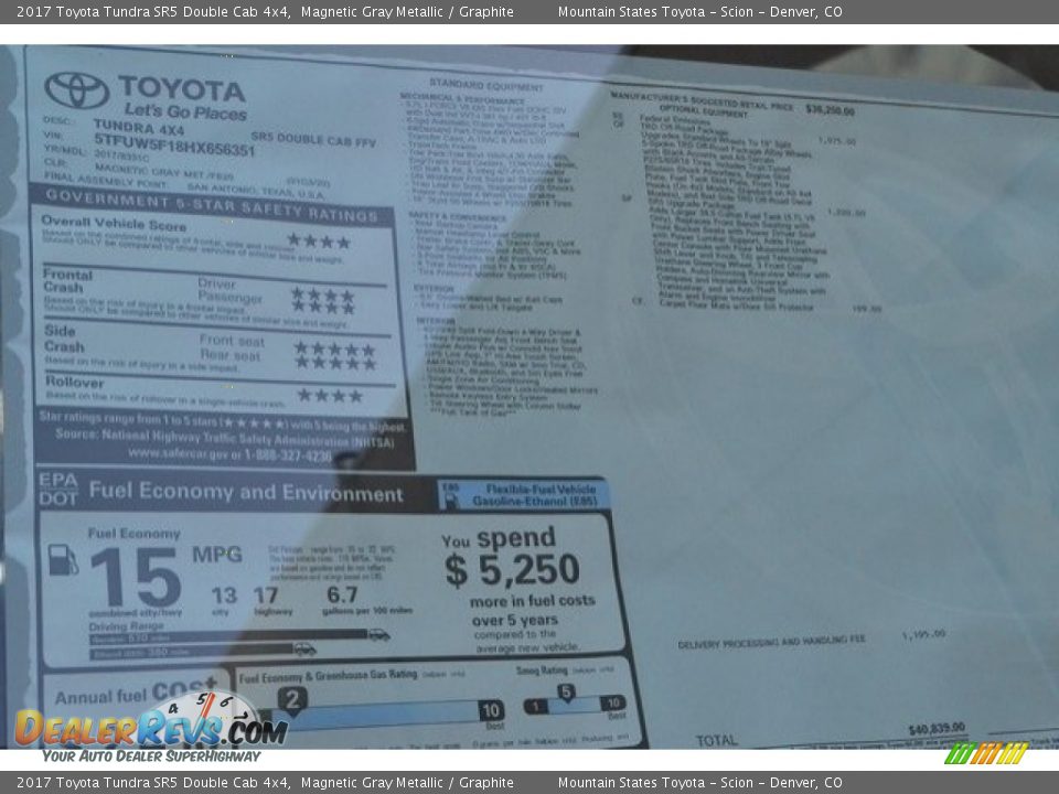 2017 Toyota Tundra SR5 Double Cab 4x4 Magnetic Gray Metallic / Graphite Photo #10