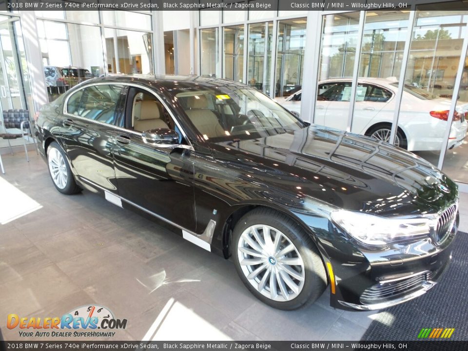 2018 BMW 7 Series 740e iPerformance xDrive Sedan Black Sapphire Metallic / Zagora Beige Photo #1