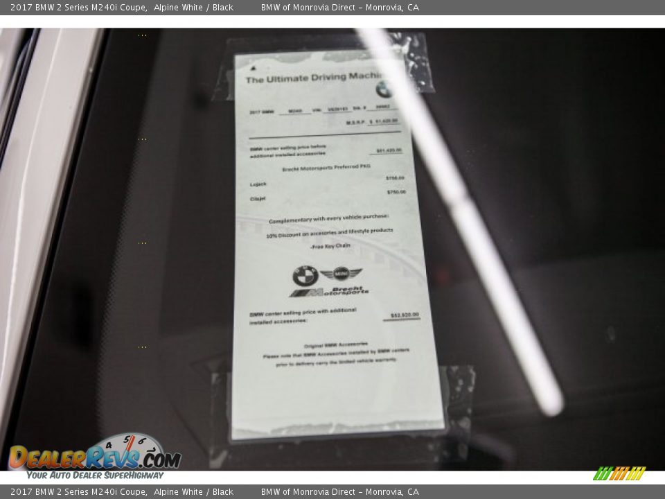 2017 BMW 2 Series M240i Coupe Alpine White / Black Photo #11