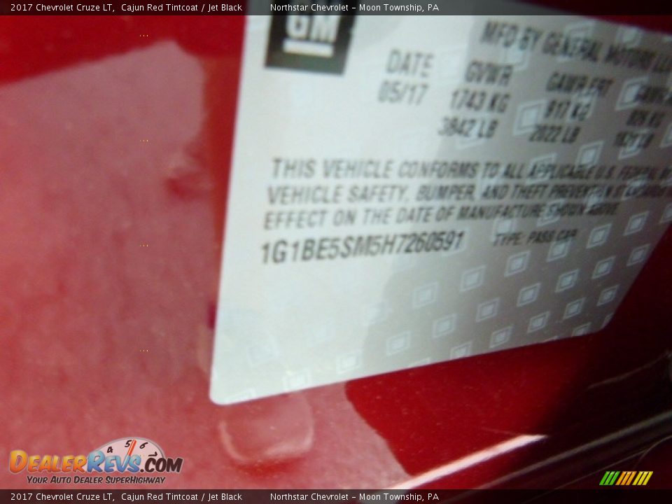 2017 Chevrolet Cruze LT Cajun Red Tintcoat / Jet Black Photo #17
