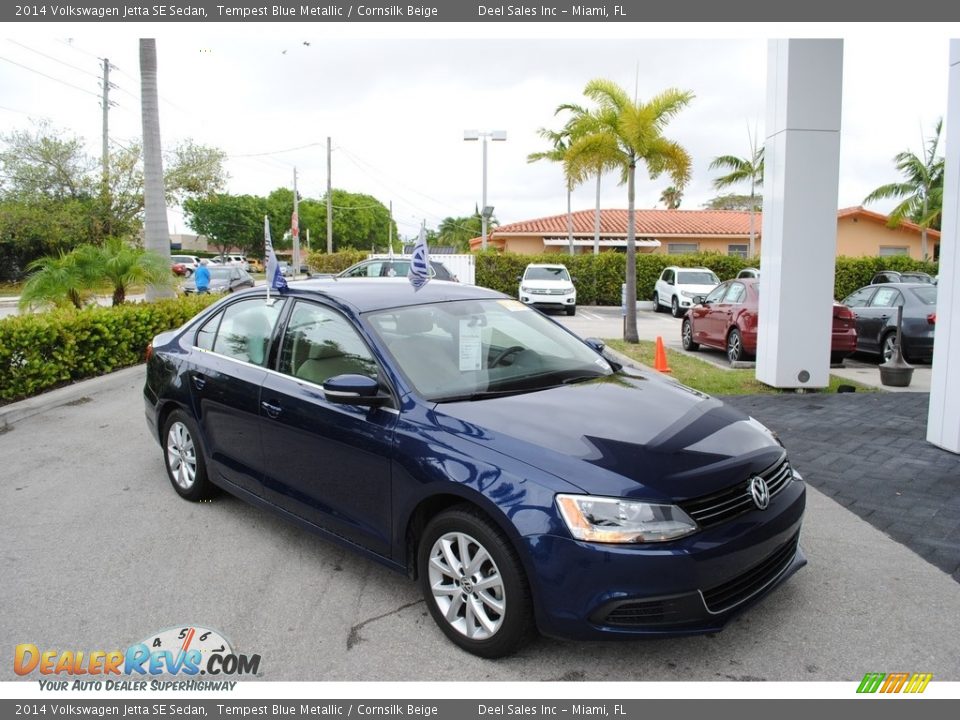 2014 Volkswagen Jetta SE Sedan Tempest Blue Metallic / Cornsilk Beige Photo #1