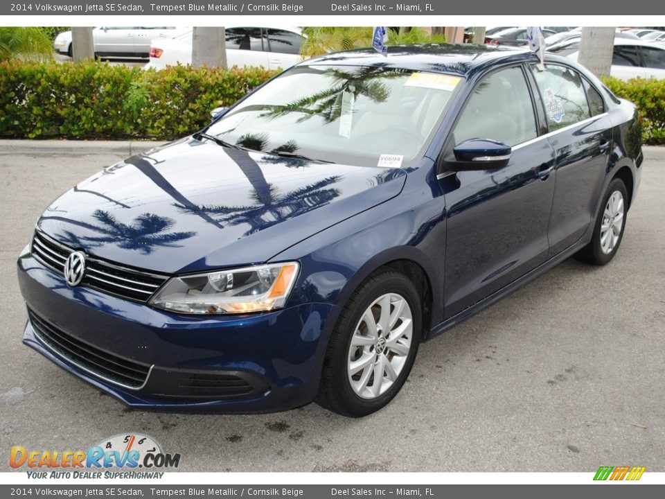 2014 Volkswagen Jetta SE Sedan Tempest Blue Metallic / Cornsilk Beige Photo #4