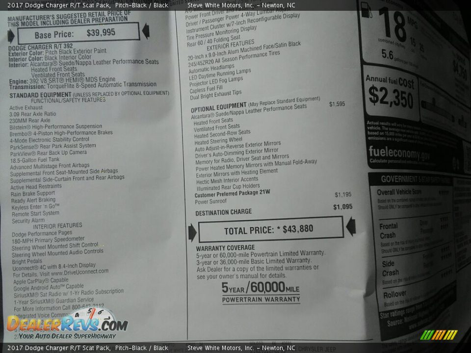 2017 Dodge Charger R/T Scat Pack Pitch-Black / Black Photo #33