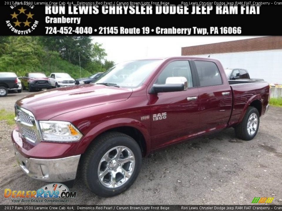 2017 Ram 1500 Laramie Crew Cab 4x4 Delmonico Red Pearl / Canyon Brown/Light Frost Beige Photo #1