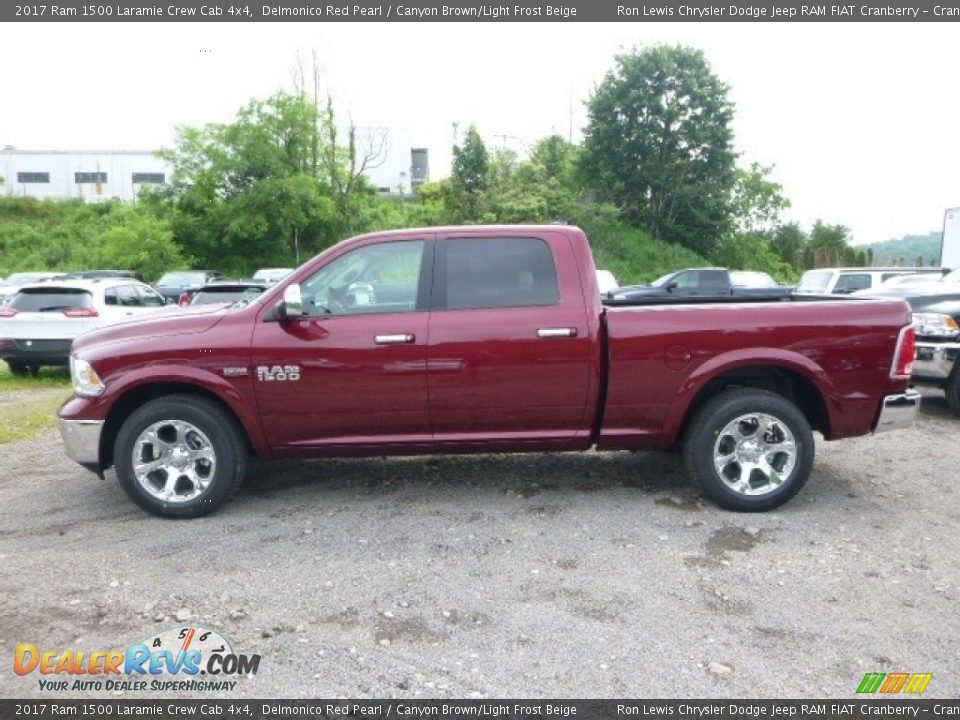 2017 Ram 1500 Laramie Crew Cab 4x4 Delmonico Red Pearl / Canyon Brown/Light Frost Beige Photo #2