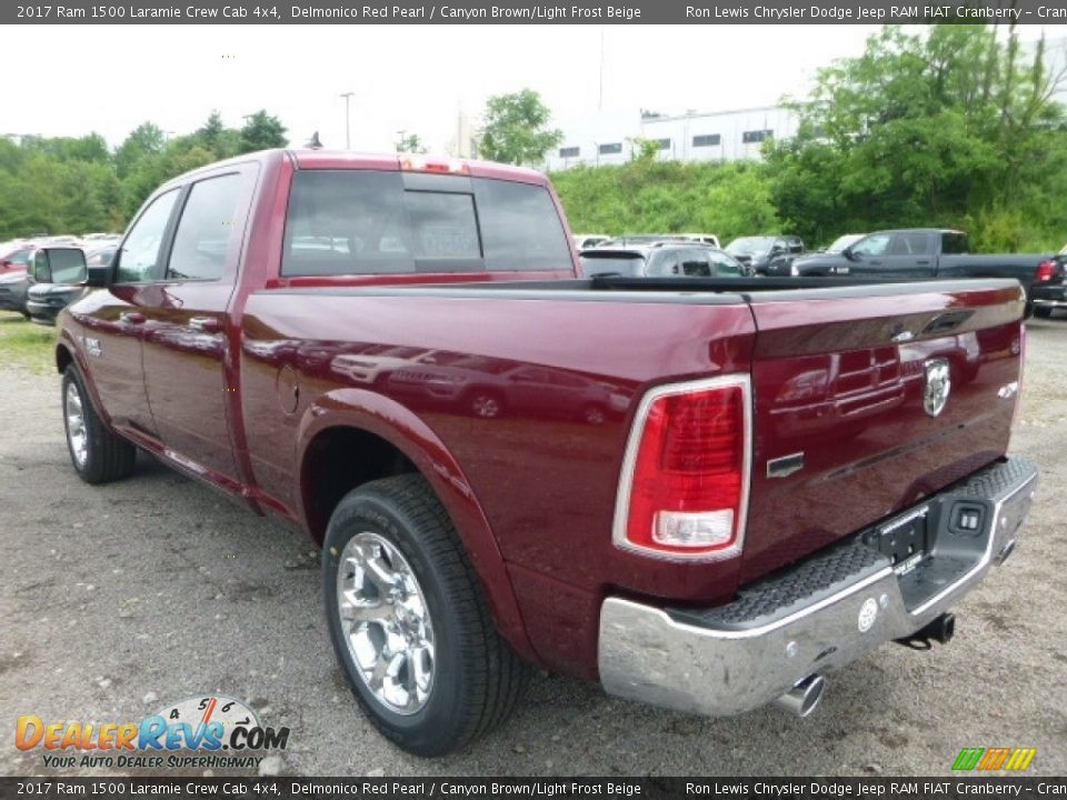 2017 Ram 1500 Laramie Crew Cab 4x4 Delmonico Red Pearl / Canyon Brown/Light Frost Beige Photo #3