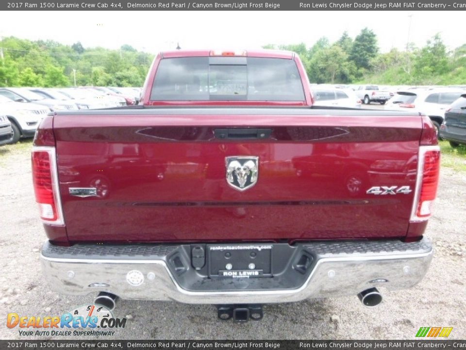2017 Ram 1500 Laramie Crew Cab 4x4 Delmonico Red Pearl / Canyon Brown/Light Frost Beige Photo #4