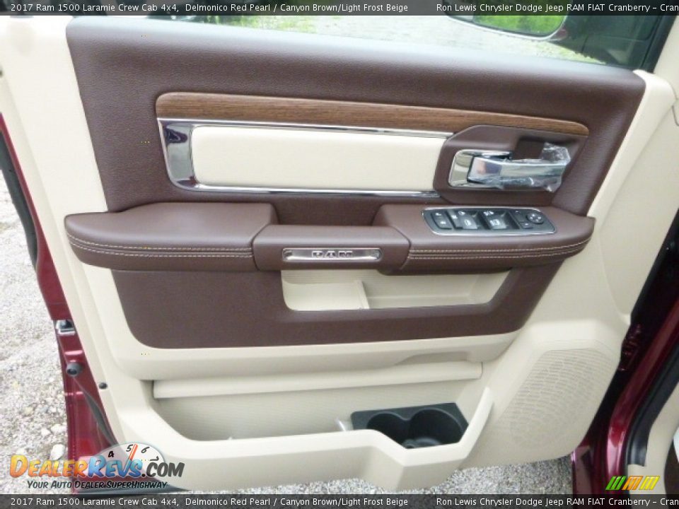 2017 Ram 1500 Laramie Crew Cab 4x4 Delmonico Red Pearl / Canyon Brown/Light Frost Beige Photo #14