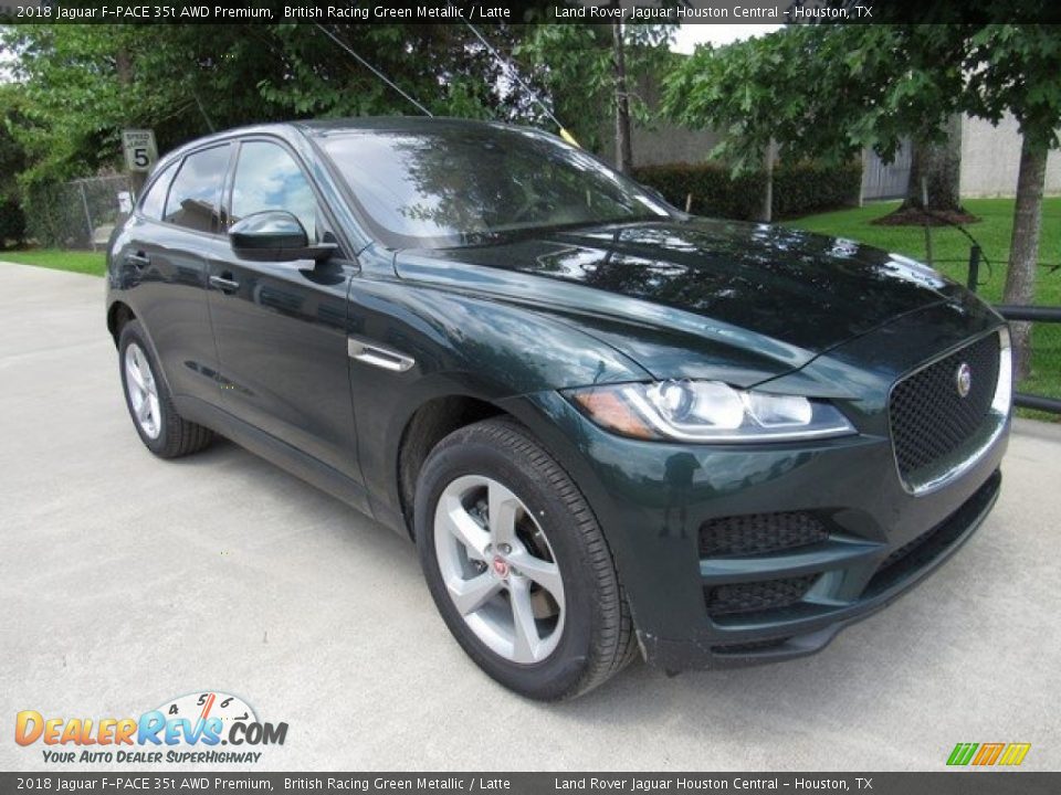 2018 Jaguar F-PACE 35t AWD Premium British Racing Green Metallic / Latte Photo #2