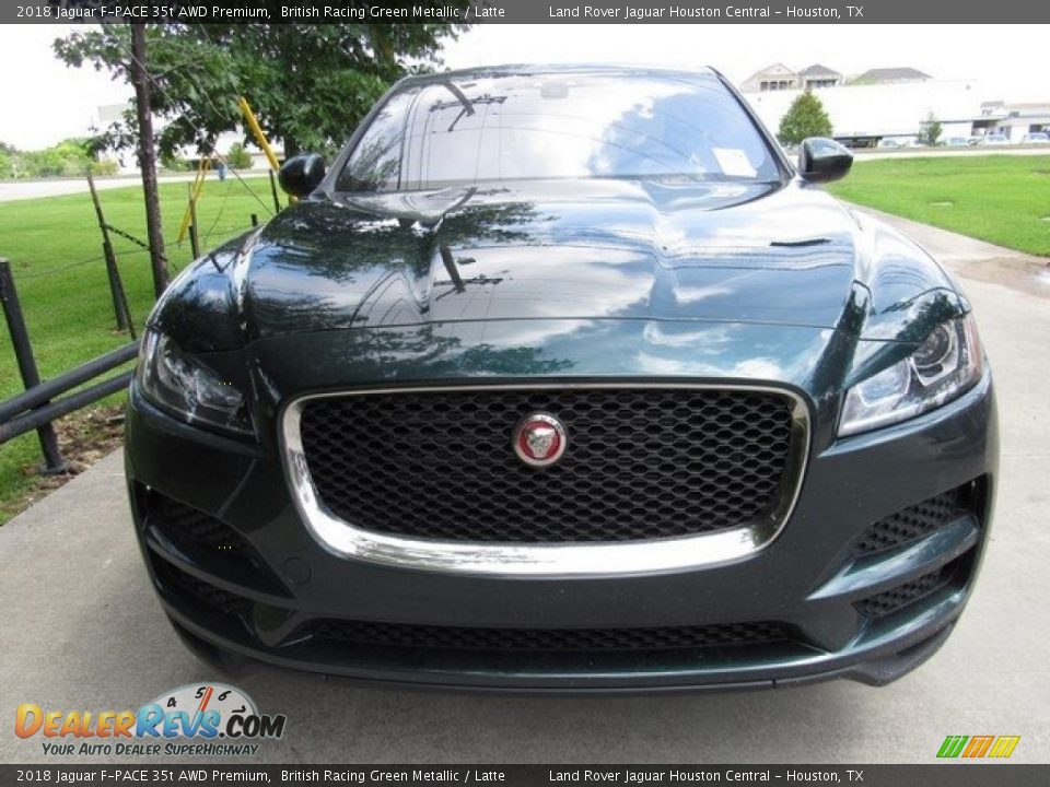 2018 Jaguar F-PACE 35t AWD Premium British Racing Green Metallic / Latte Photo #9