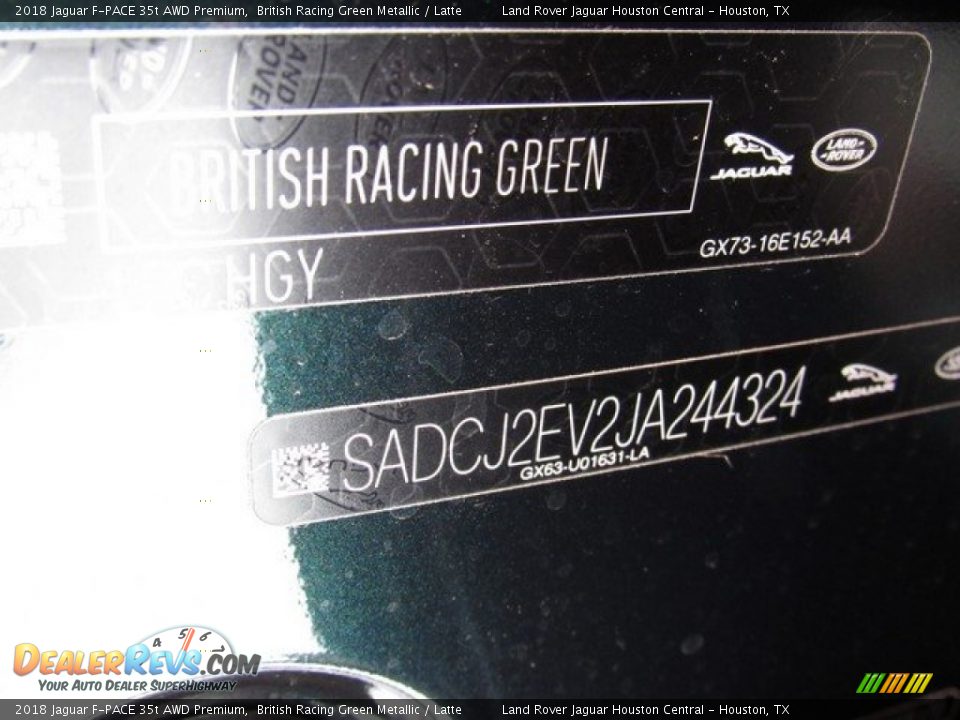 2018 Jaguar F-PACE 35t AWD Premium British Racing Green Metallic / Latte Photo #22