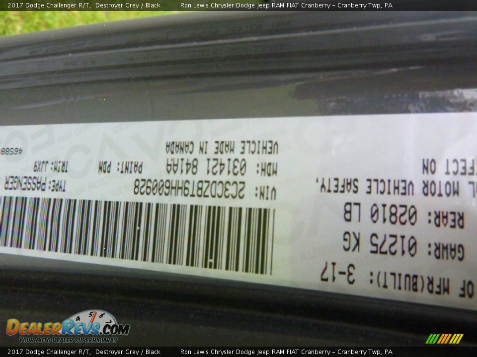 2017 Dodge Challenger R/T Destroyer Grey / Black Photo #13