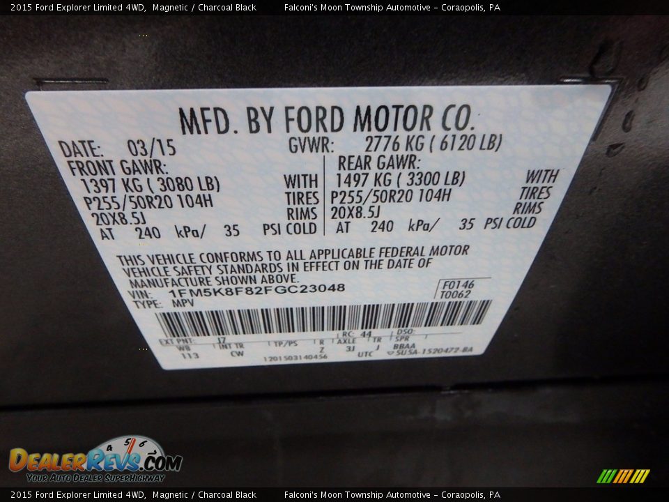 2015 Ford Explorer Limited 4WD Magnetic / Charcoal Black Photo #23