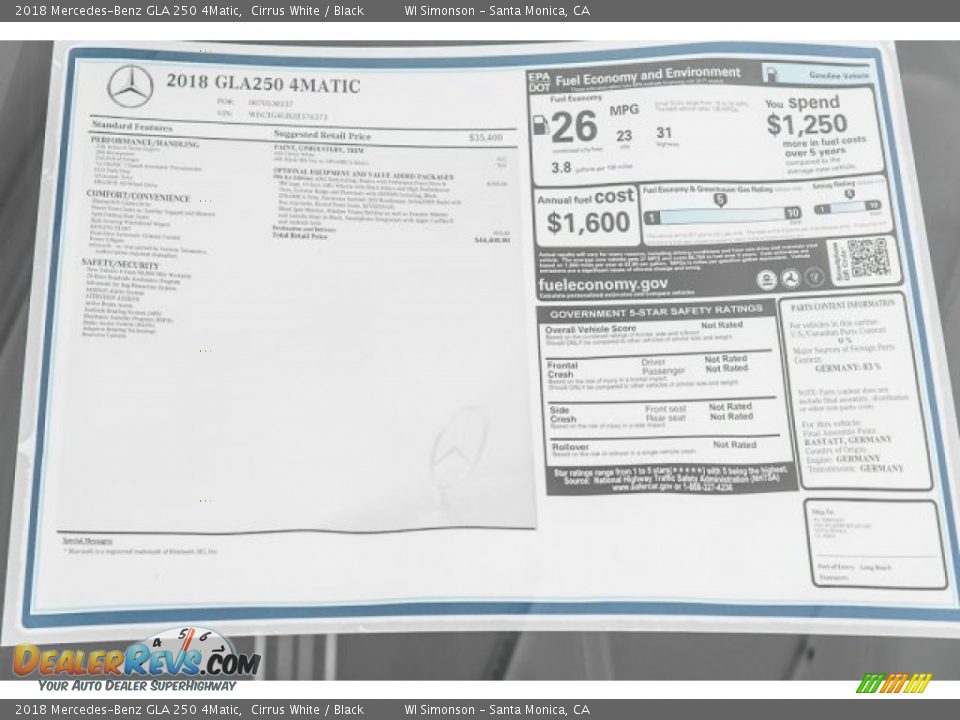 2018 Mercedes-Benz GLA 250 4Matic Cirrus White / Black Photo #10