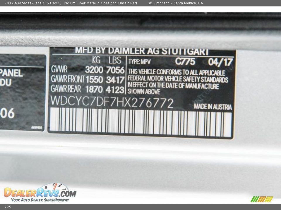 Mercedes-Benz Color Code 775 Iridium Silver Metallic