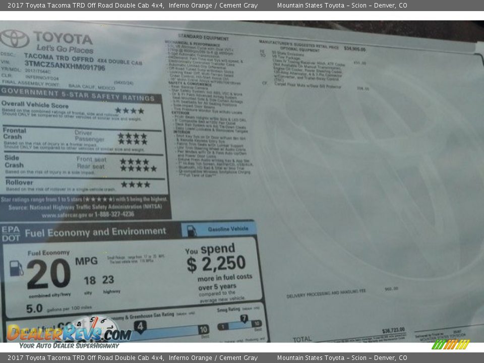 2017 Toyota Tacoma TRD Off Road Double Cab 4x4 Inferno Orange / Cement Gray Photo #10