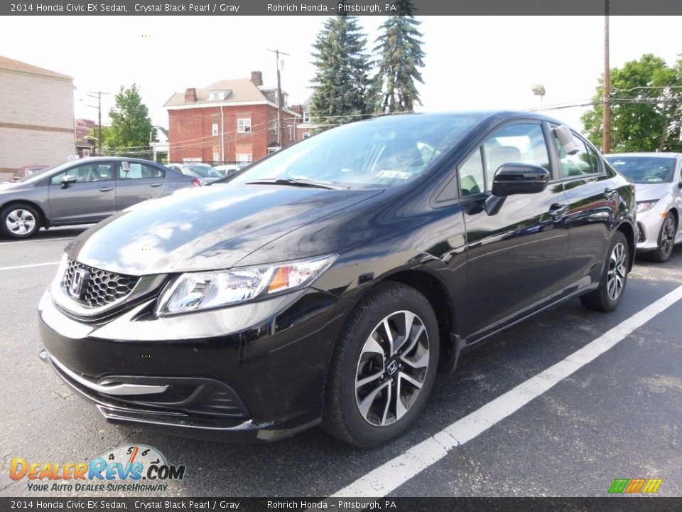 2014 Honda Civic EX Sedan Crystal Black Pearl / Gray Photo #3