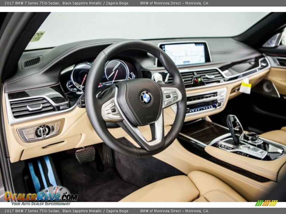 2017 BMW 7 Series 750i Sedan Black Sapphire Metallic / Zagora Beige Photo #5