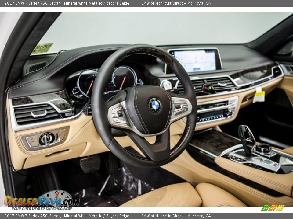 2017 BMW 7 Series 750i Sedan Mineral White Metallic / Zagora Beige Photo #5