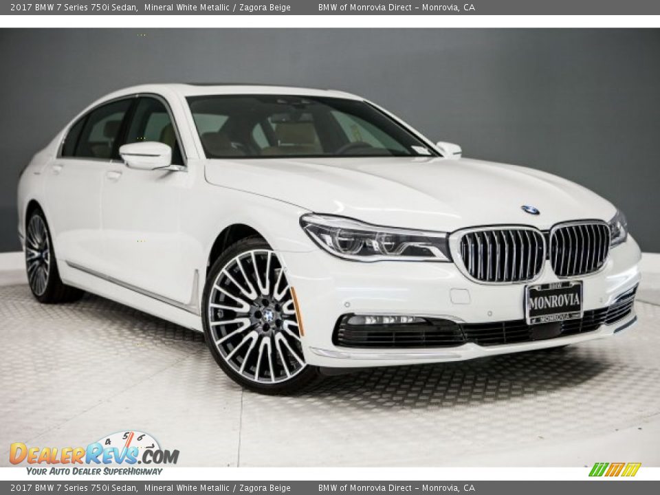 2017 BMW 7 Series 750i Sedan Mineral White Metallic / Zagora Beige Photo #12