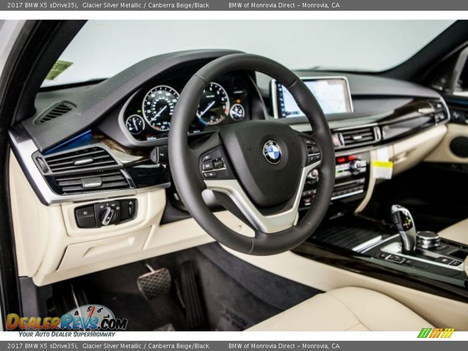 2017 BMW X5 sDrive35i Glacier Silver Metallic / Canberra Beige/Black Photo #5