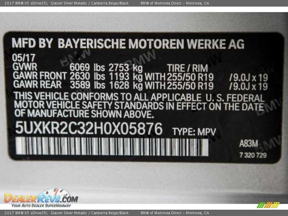 2017 BMW X5 sDrive35i Glacier Silver Metallic / Canberra Beige/Black Photo #11