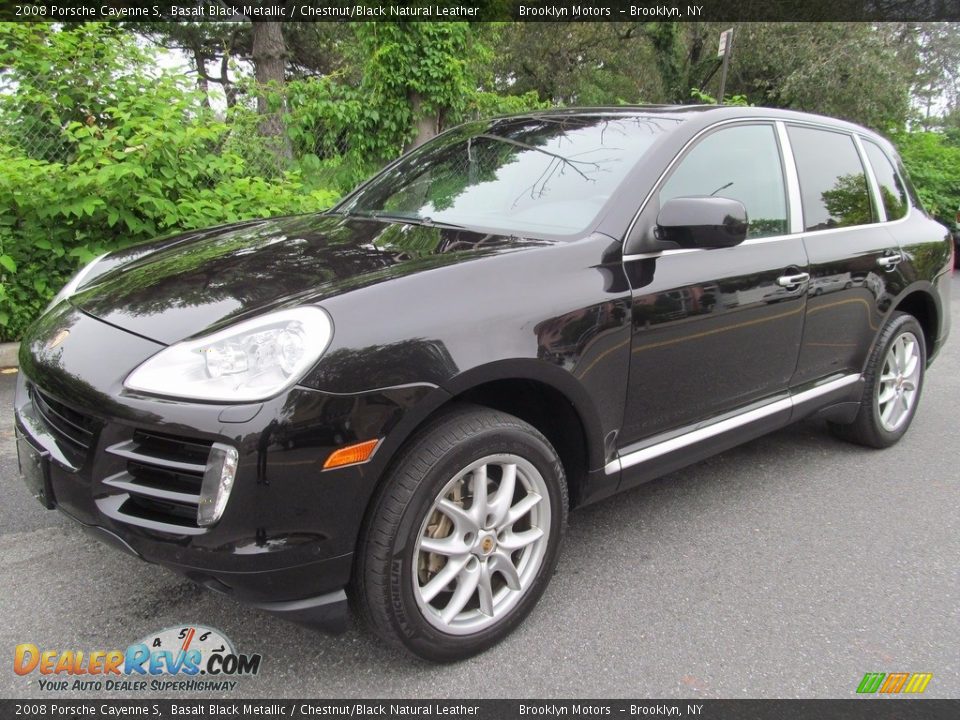2008 Porsche Cayenne S Basalt Black Metallic / Chestnut/Black Natural Leather Photo #1