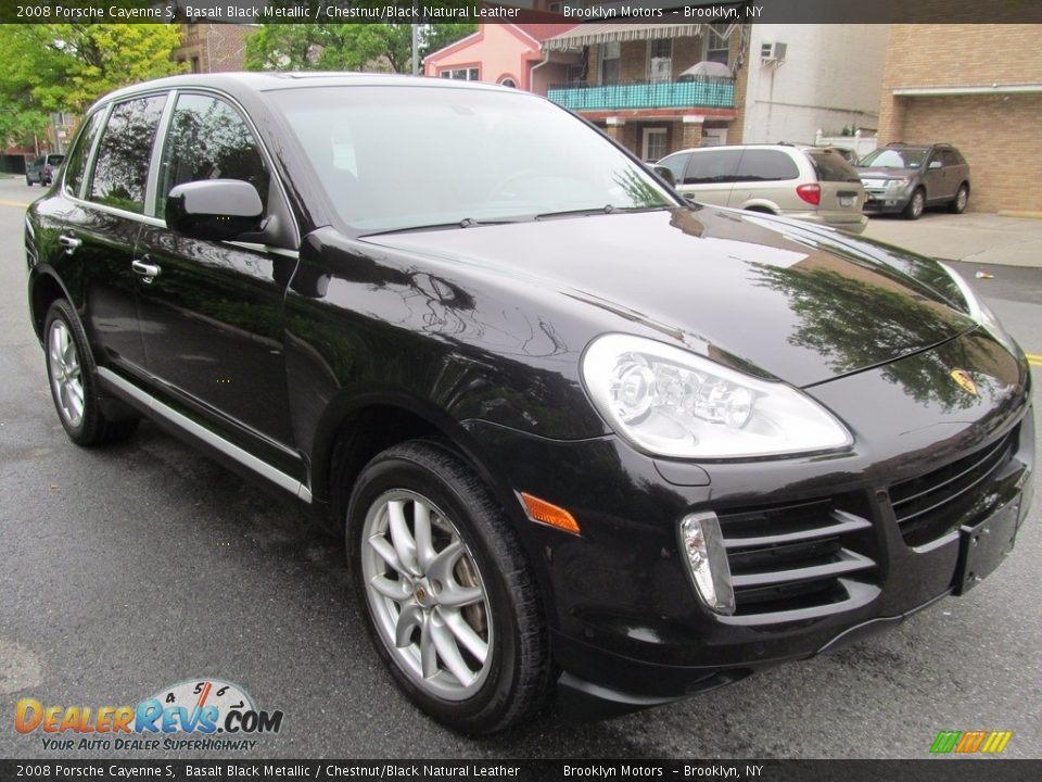 2008 Porsche Cayenne S Basalt Black Metallic / Chestnut/Black Natural Leather Photo #2