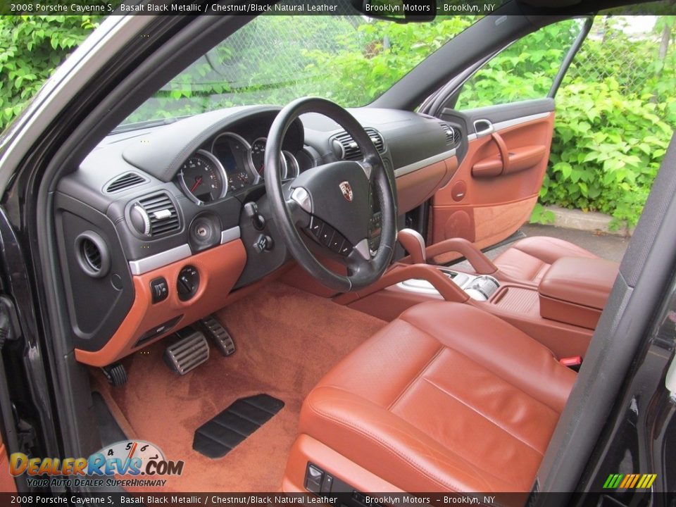2008 Porsche Cayenne S Basalt Black Metallic / Chestnut/Black Natural Leather Photo #17