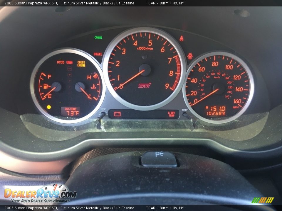 2005 Subaru Impreza WRX STi Platinum Silver Metallic / Black/Blue Ecsaine Photo #9