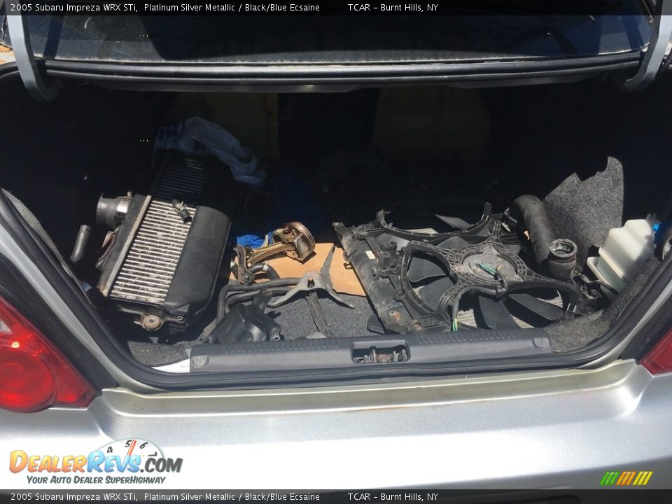 2005 Subaru Impreza WRX STi Platinum Silver Metallic / Black/Blue Ecsaine Photo #12