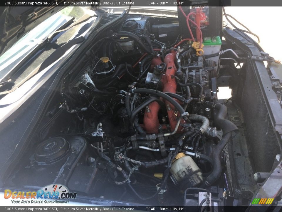 2005 Subaru Impreza WRX STi Platinum Silver Metallic / Black/Blue Ecsaine Photo #15