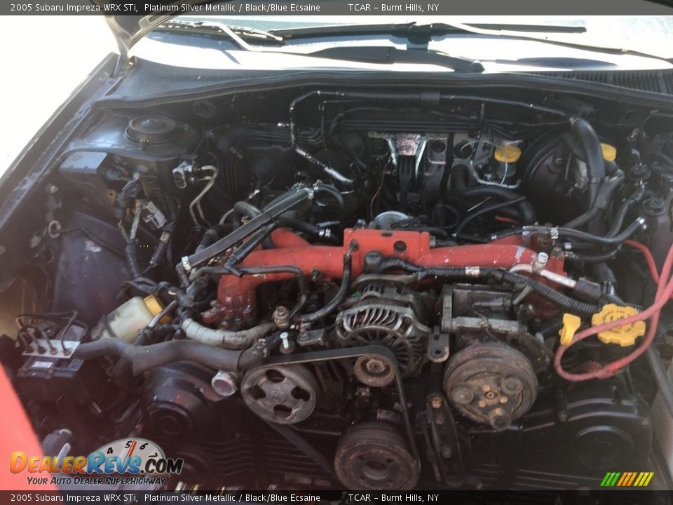 2005 Subaru Impreza WRX STi Platinum Silver Metallic / Black/Blue Ecsaine Photo #16