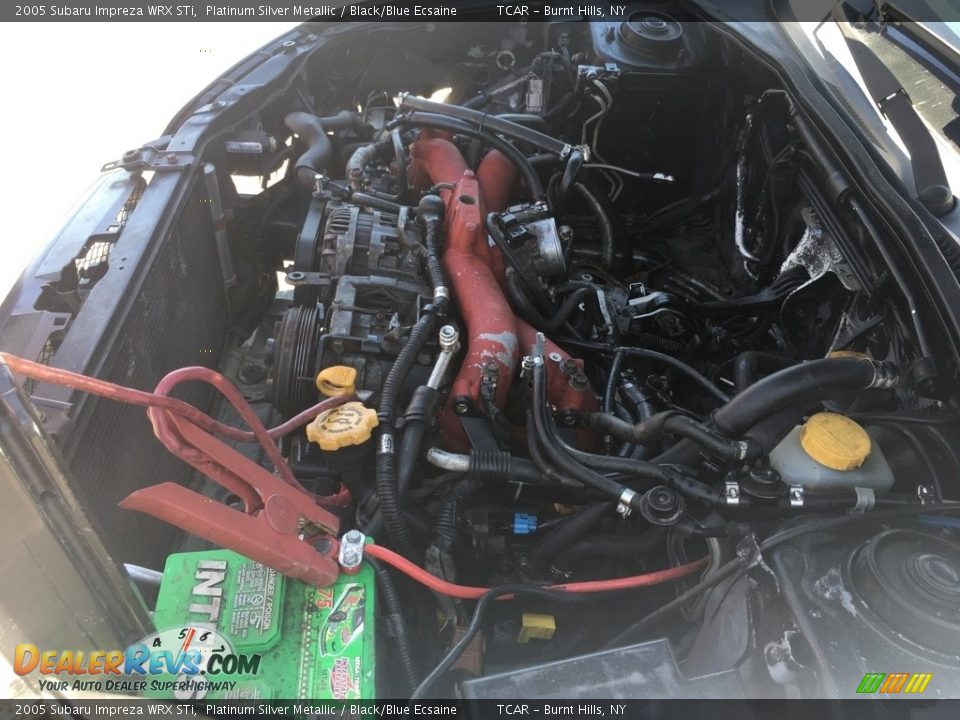 2005 Subaru Impreza WRX STi Platinum Silver Metallic / Black/Blue Ecsaine Photo #17