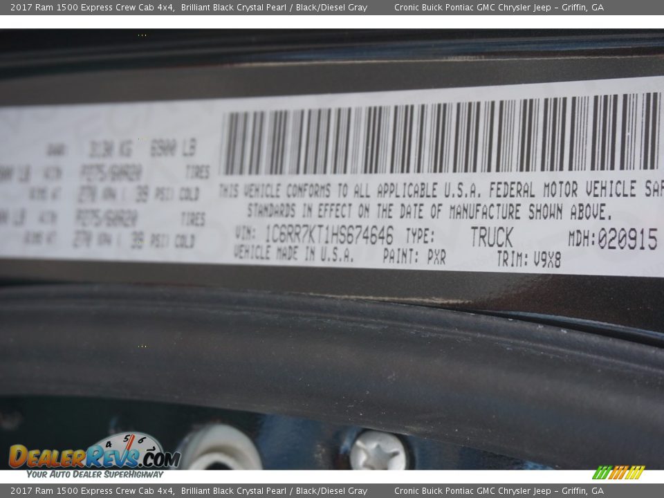 2017 Ram 1500 Express Crew Cab 4x4 Brilliant Black Crystal Pearl / Black/Diesel Gray Photo #16
