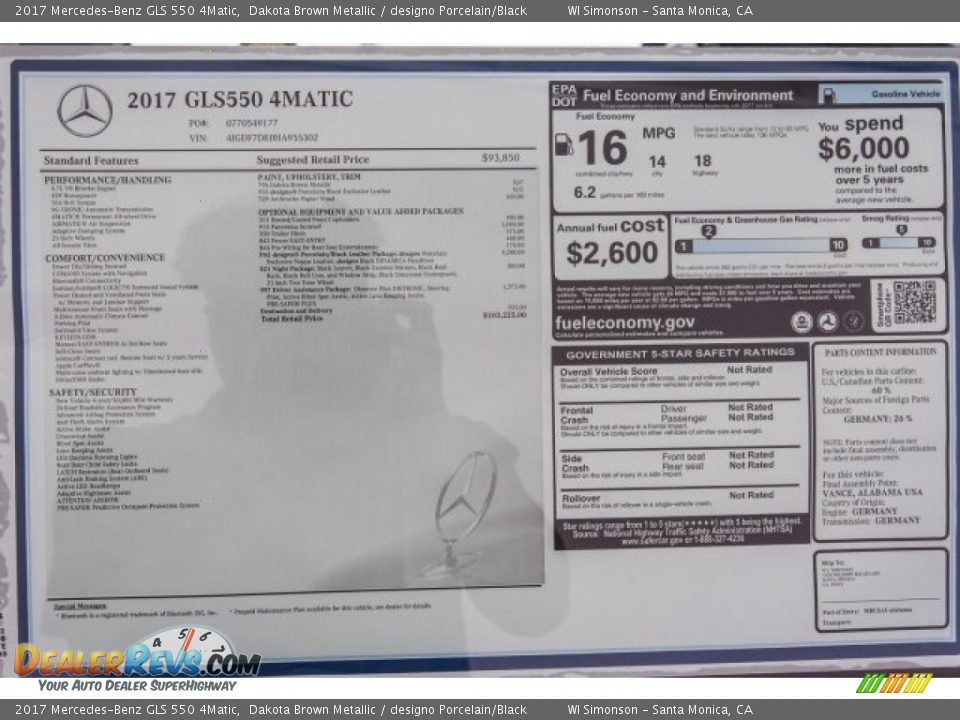 2017 Mercedes-Benz GLS 550 4Matic Dakota Brown Metallic / designo Porcelain/Black Photo #11