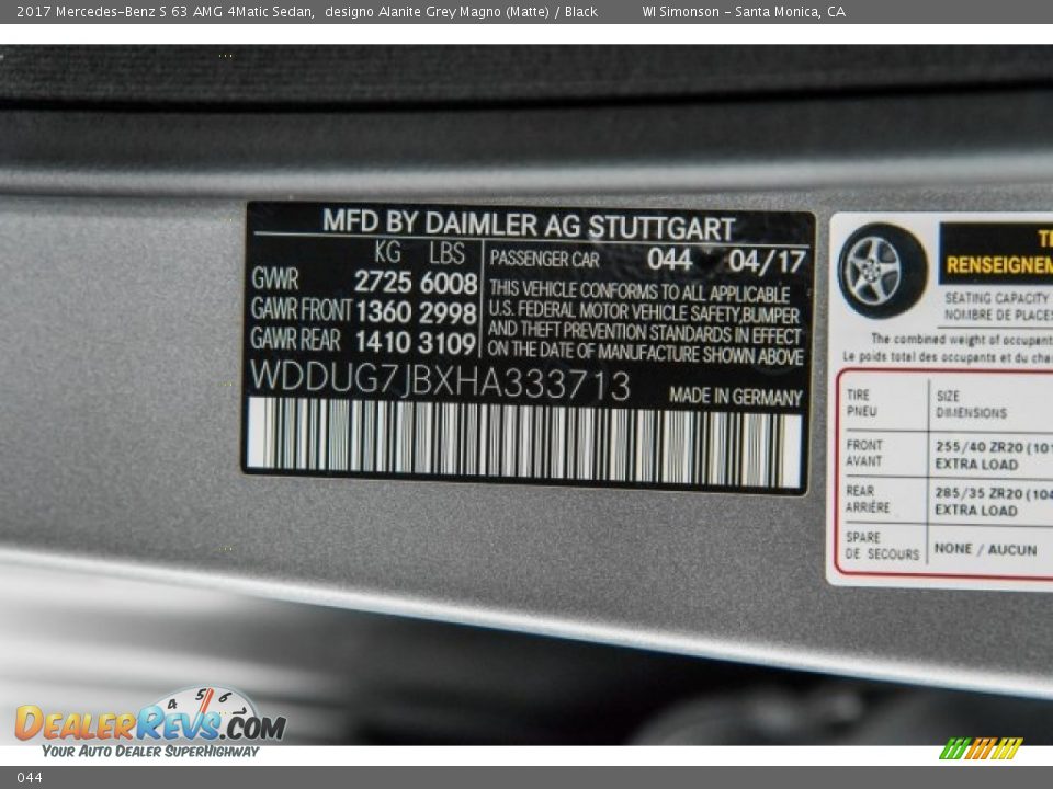 Mercedes-Benz Color Code 044 designo Alanite Grey Magno (Matte)