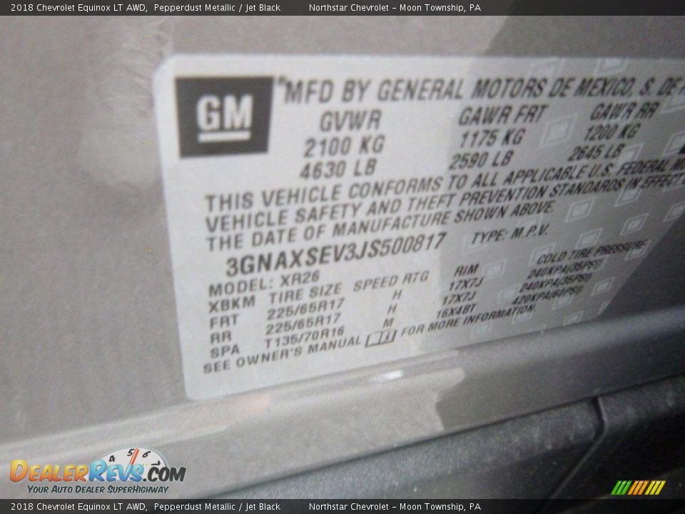 2018 Chevrolet Equinox LT AWD Pepperdust Metallic / Jet Black Photo #18
