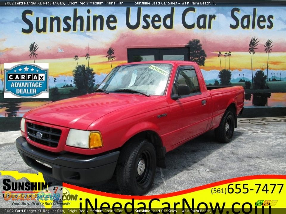 2002 Ford Ranger XL Regular Cab Bright Red / Medium Prairie Tan Photo #1