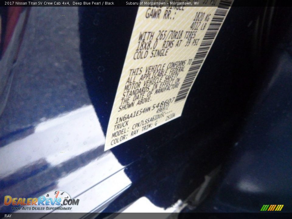 Nissan Color Code RAY Deep Blue Pearl