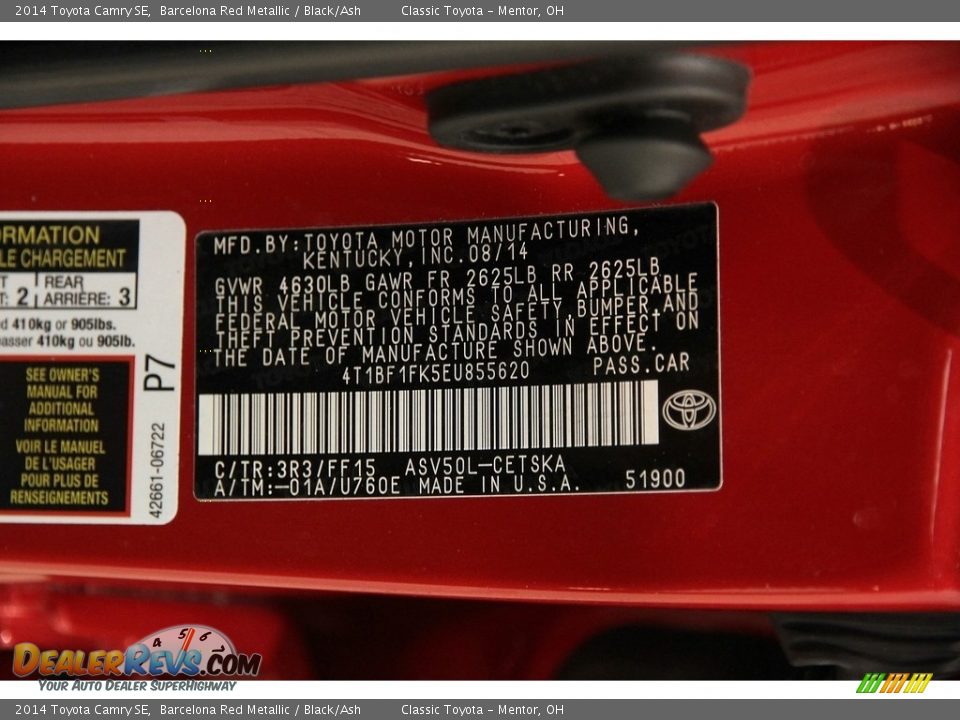 2014 Toyota Camry SE Barcelona Red Metallic / Black/Ash Photo #29