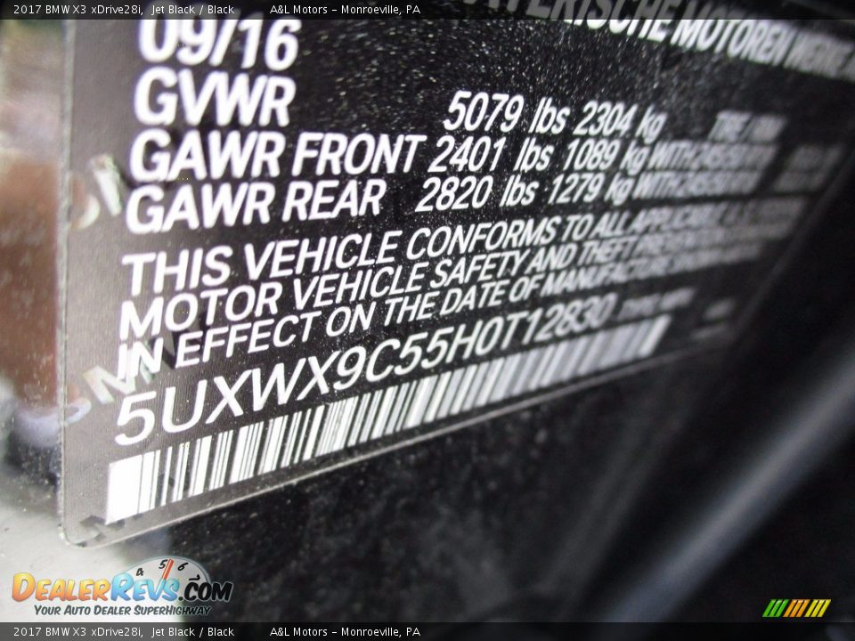 2017 BMW X3 xDrive28i Jet Black / Black Photo #19