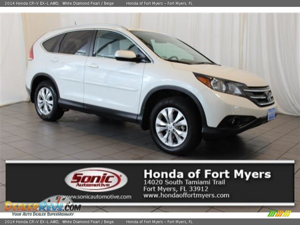 2014 Honda CR-V EX-L AWD White Diamond Pearl / Beige Photo #1