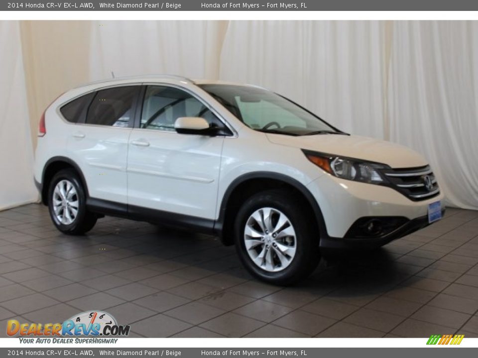 2014 Honda CR-V EX-L AWD White Diamond Pearl / Beige Photo #2