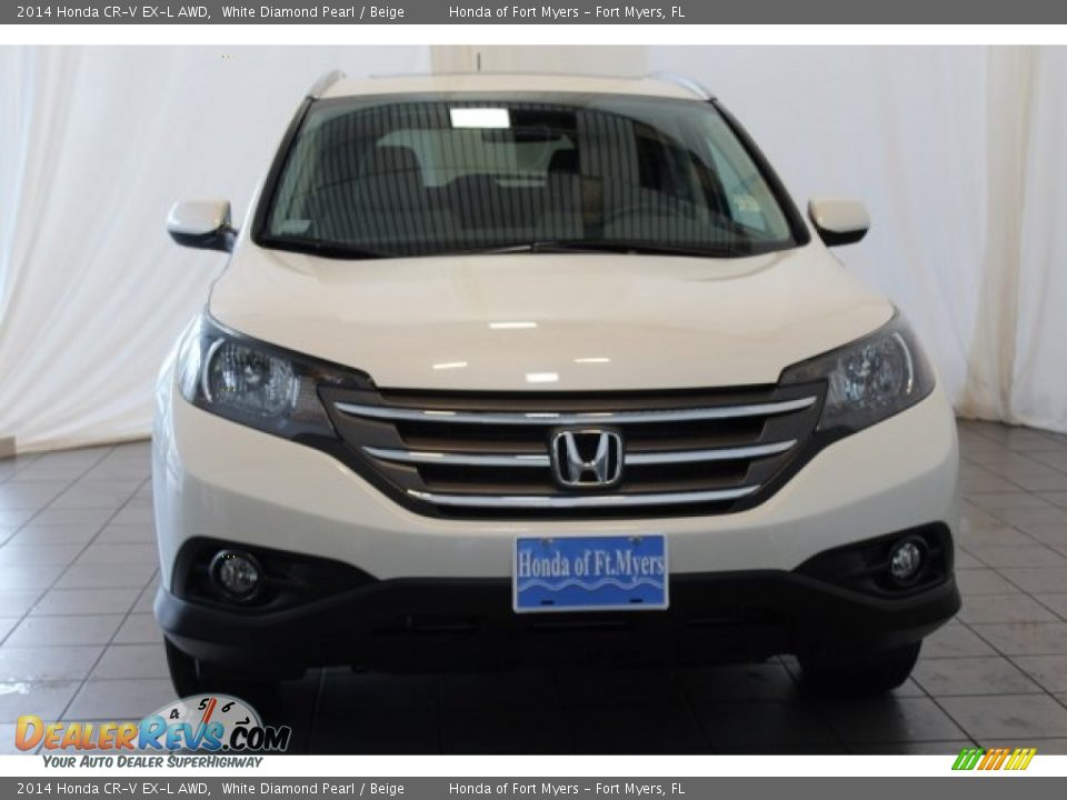 2014 Honda CR-V EX-L AWD White Diamond Pearl / Beige Photo #3