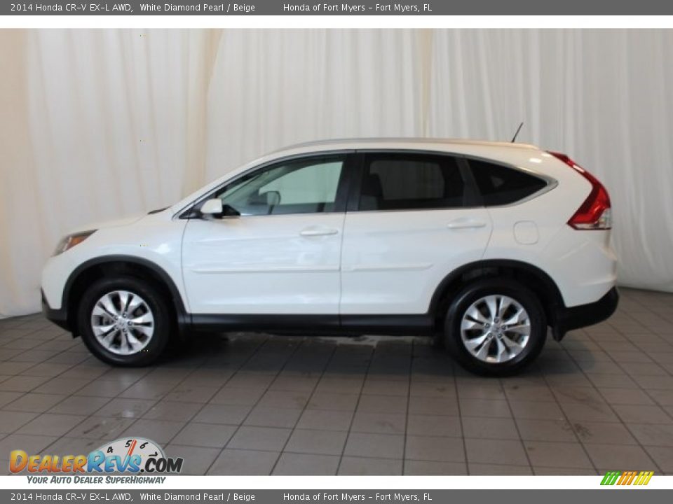 2014 Honda CR-V EX-L AWD White Diamond Pearl / Beige Photo #4